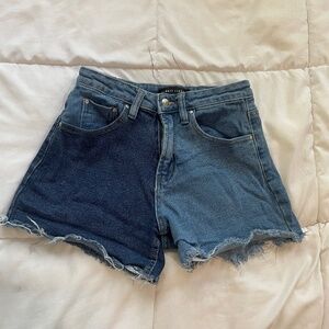 Two Toned Denim Jean Shorts